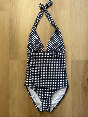 Draper James x Lands’ End Gingham Halter One Piece Swimsuit Size 4